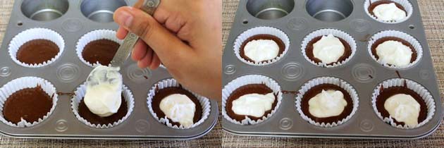 Topped each cupcake with cream cheese filling.