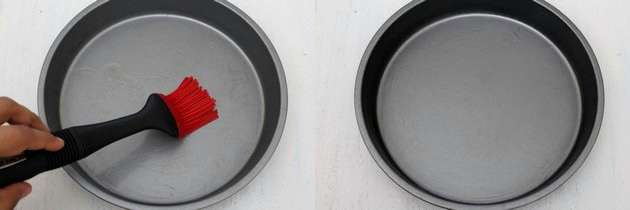 preparing the cake pan | grease the cake pan