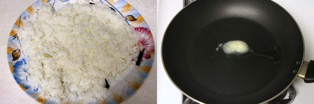 Rice is cooling on the plate