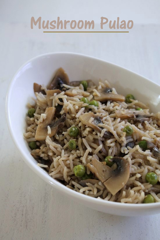 Mushroom Pulao in a bowl.