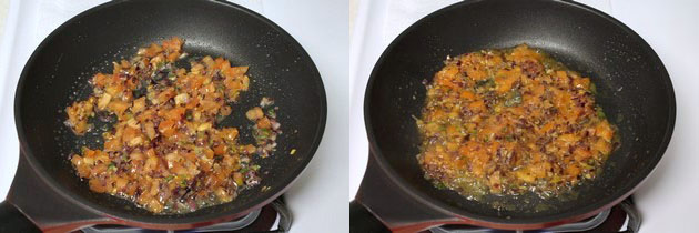 adding, cooking tomatoes