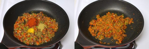 adding and mixing spice powders