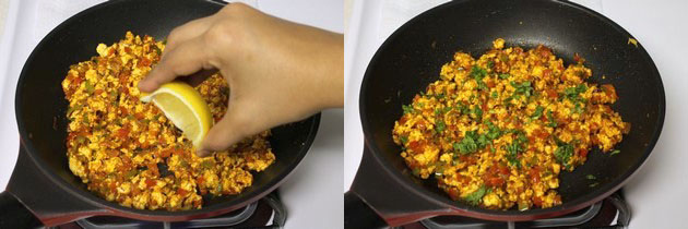 adding lemon juice and cilantro