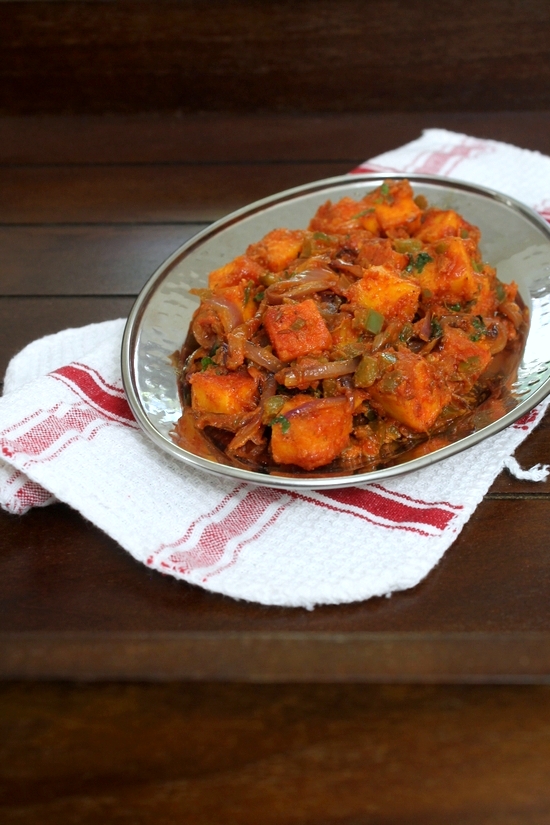 Tawa Paneer in a plate.