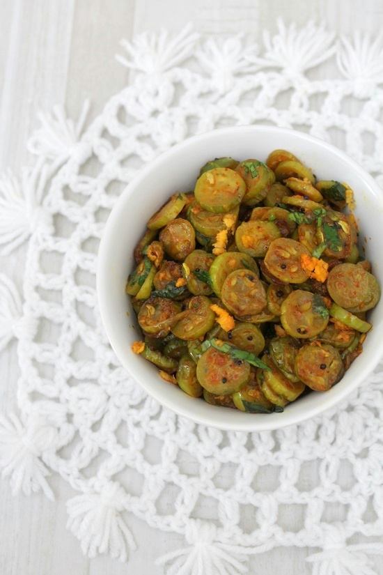 Tondli chi bhaji served in a bowl.