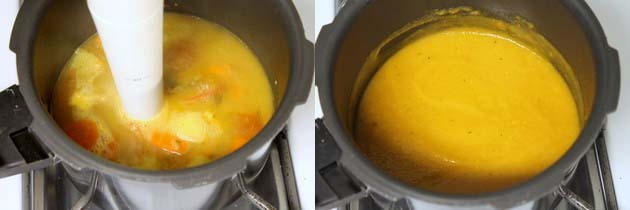 grinding the carrot tomato soup