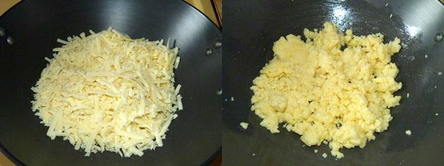 cooking khoya in a pan