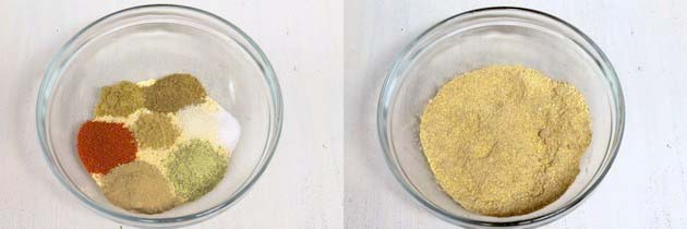 spice powders added to ground moong dal