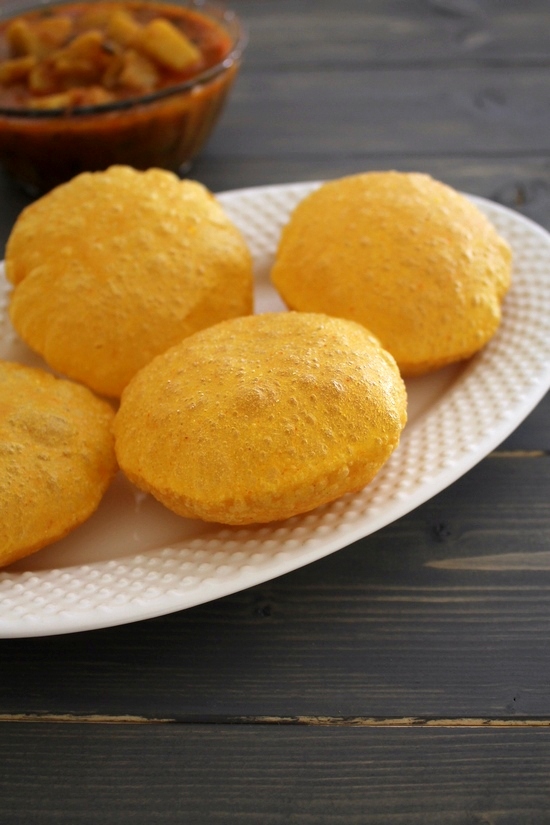 tikhi puri in plate.