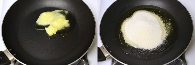 adding sooji to ghee