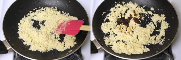 adding cashews and raisins