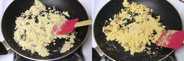 roasting semolina with stirring