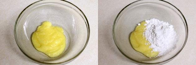 ghee and powdered sugar in a bowl