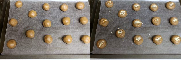 shaped nankhatai in a baking tray