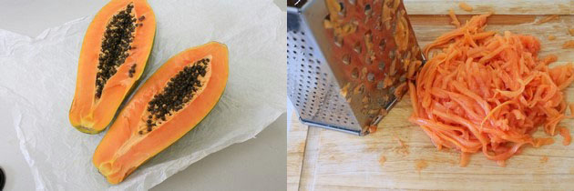 grating ripe papaya