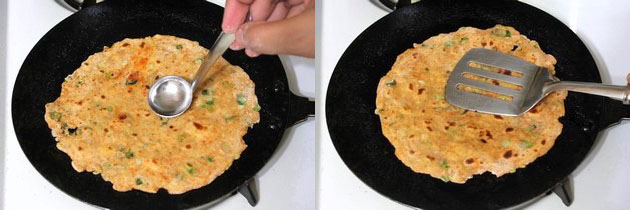 frying paratha on tawa