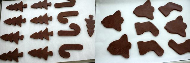 Collage of 2 images showing arranged on a cookie sheet.
