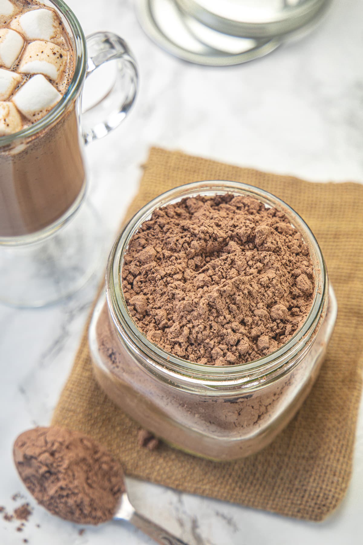 Hot chocolate mix in a jar.