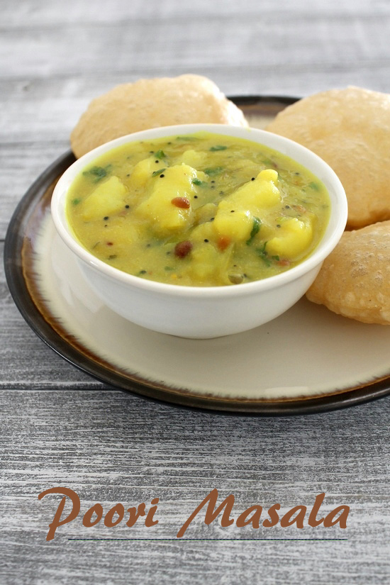 Poori masala served with potato masala in a bowl.