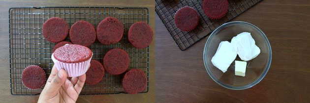 Eggless red velvet cupcakes recipe with cream cheese frosting