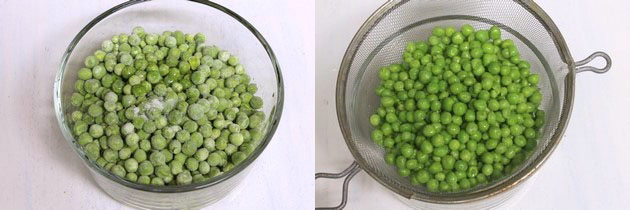 boiled green peas.