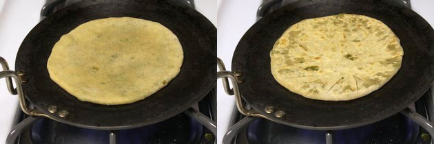 cooking paratha on hot tawa