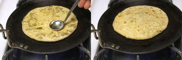 applying oil on paratha