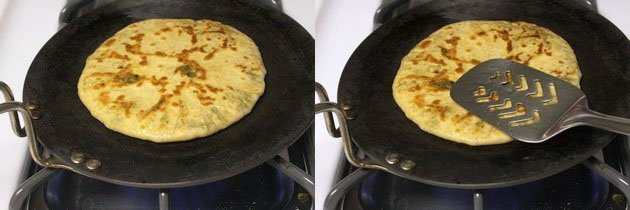 cooked paratha with golden spots