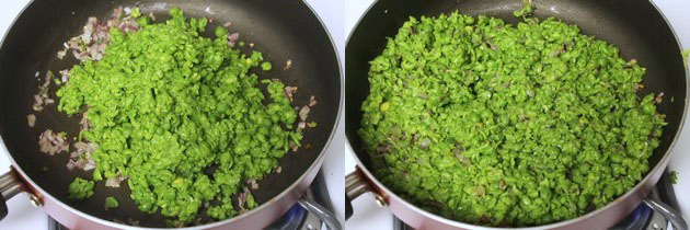 adding crushed green peas.