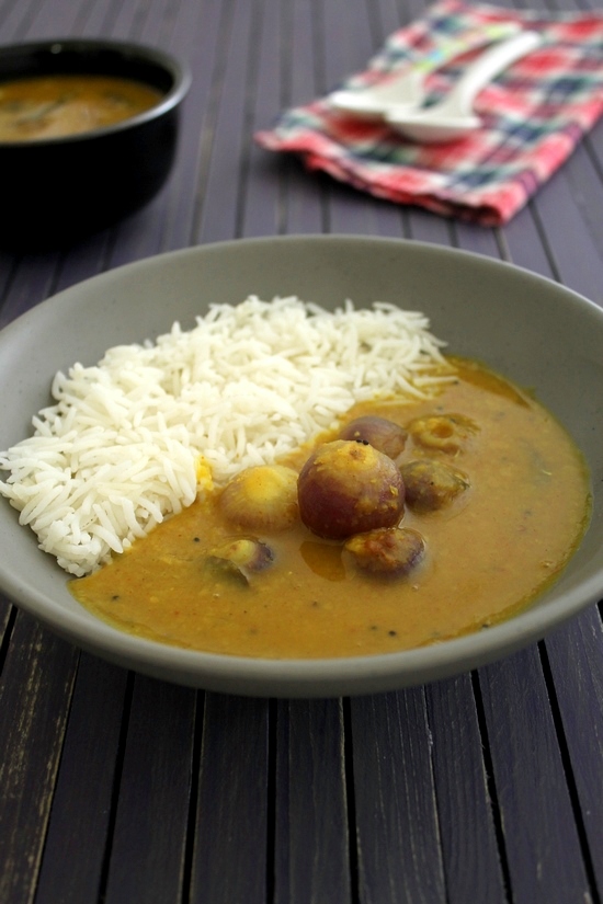 Vengaya sambar (Small onion sambar)