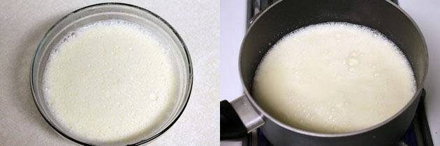 heating yogurt mixture in a pan