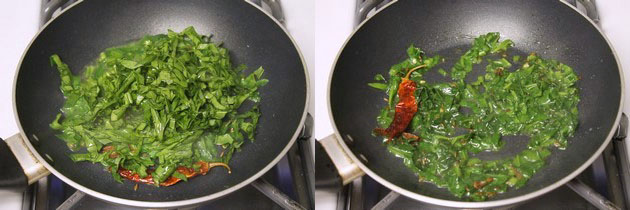 adding chopped spinach