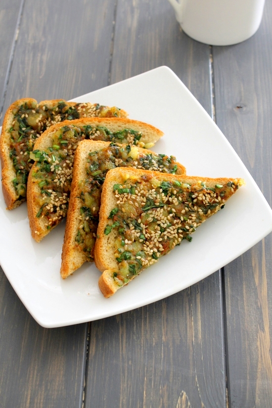 Spinach toast recipe | How to make spinach toast, palak toast