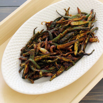 Bhindi fry recipe - shallow fried crispy okra are sauteed with onion and spices.