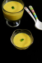 EASY to make, creamy, smooth Mango custard recipe with hint of ginger from spiceupthecurry.com