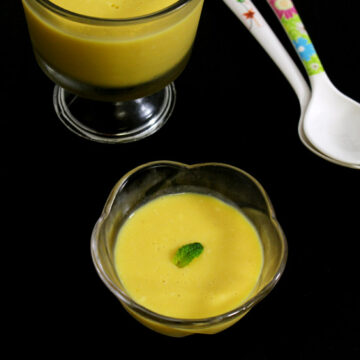 EASY to make, creamy, smooth Mango custard recipe with hint of ginger from spiceupthecurry.com