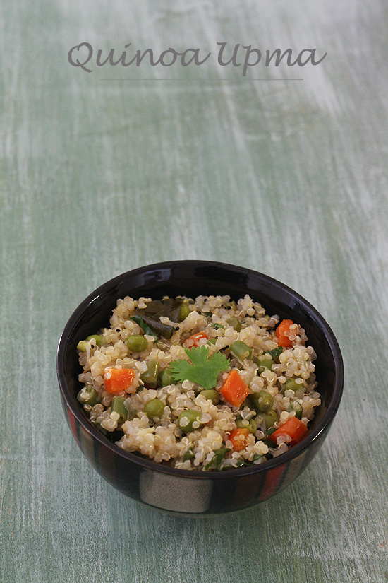 Quinoa upma in a bowl.