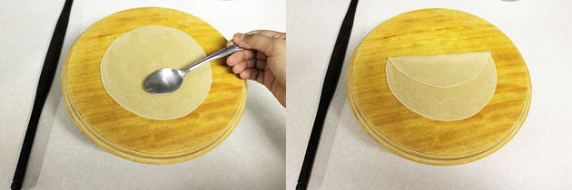 rolling the dough ball for square paratha.