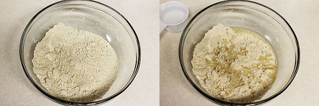adding water to knead the dough
