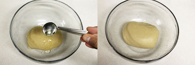 adding oil and smoothing the dough