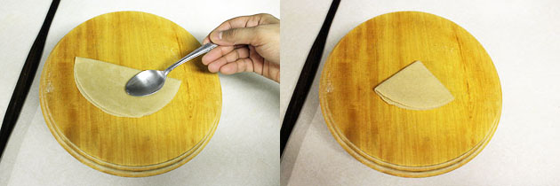 applying oil and again fold to make triangle shape.