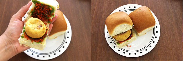 place batata vada into the bun