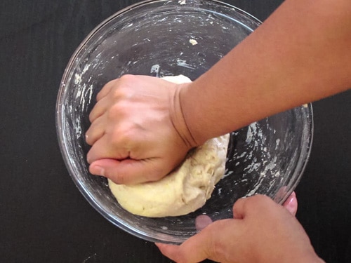kneading and smooth out the dough