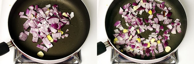 cooking chopped onions