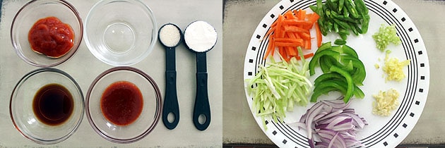 ingredients prep for veg american chopsuey