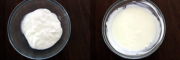 whisked yogurt in a bowl