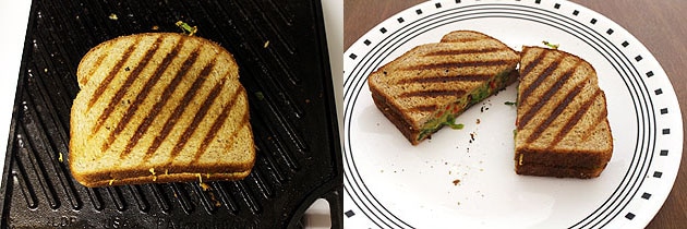 grilling the sandwich