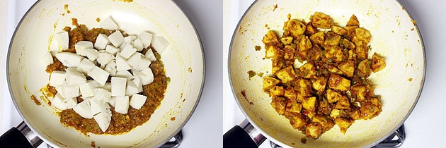 adding and mixing idli pieces