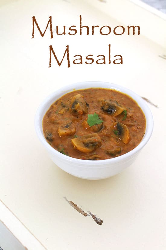 Mushroom Masala garnished with cilantro. 