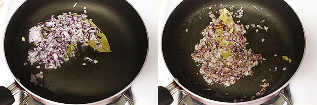 cooking chopped onions